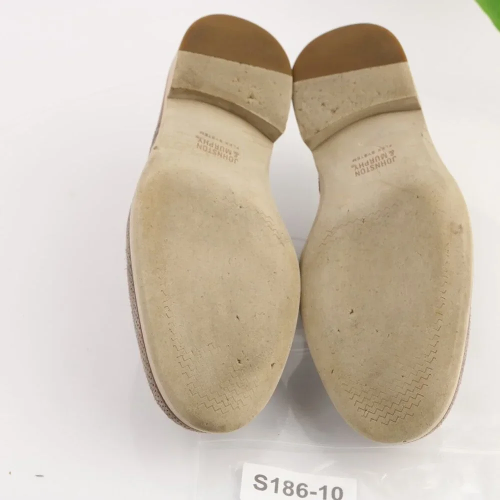 Johnston Murphy Mens Campton Saddle Oxford Size 9.5 M Tan Perf Suede Dress Shoes